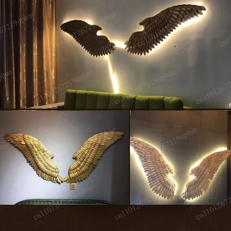Lighting Metal Wall Decor - Large Metal Angel Wings with LED