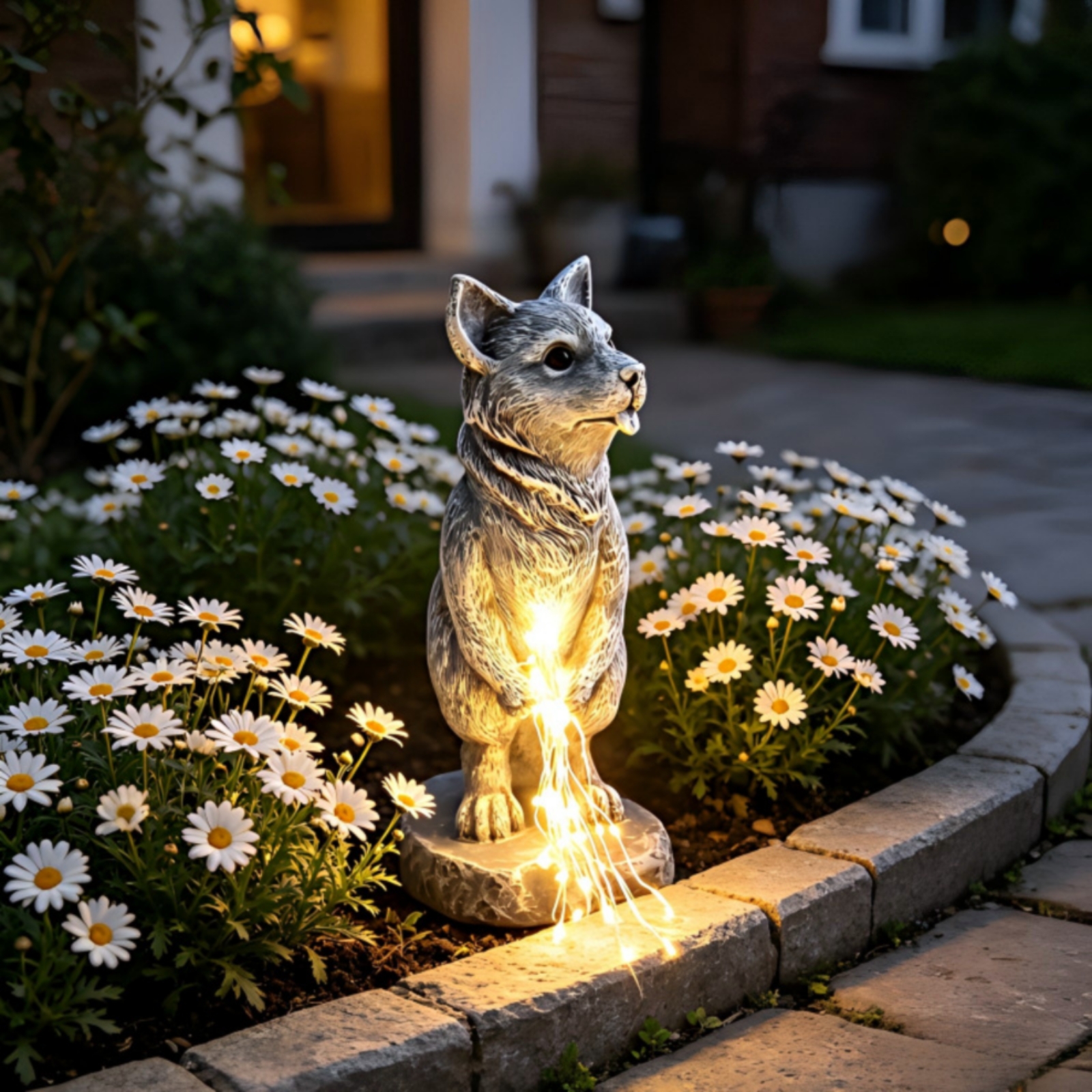 Yard Lighting Decor - Lighted Dog Statue Decorative Display Resin