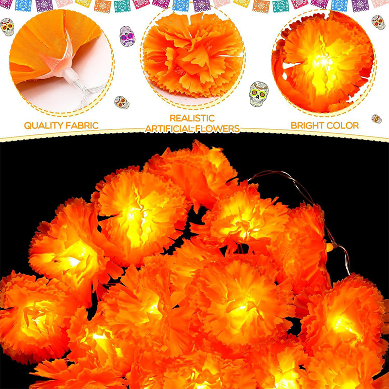 Lighting Decoration For Diwali - 3M Mexican Marigold Artificial Flowers Day