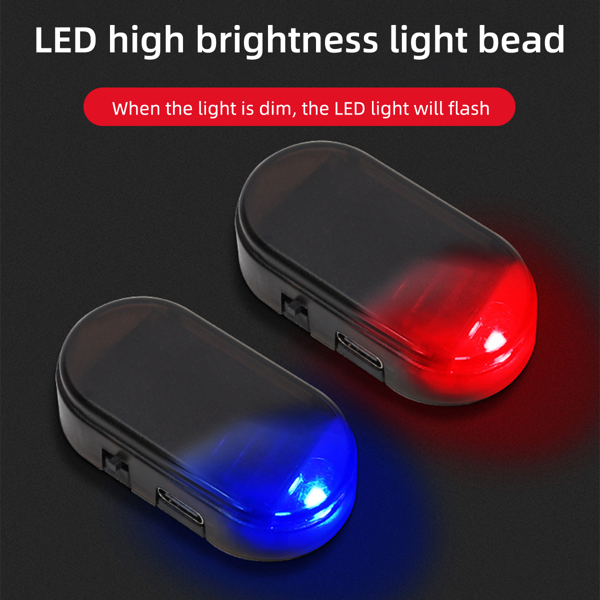 Lighting Interior Decor - Car Mini LED Solar Warning Light