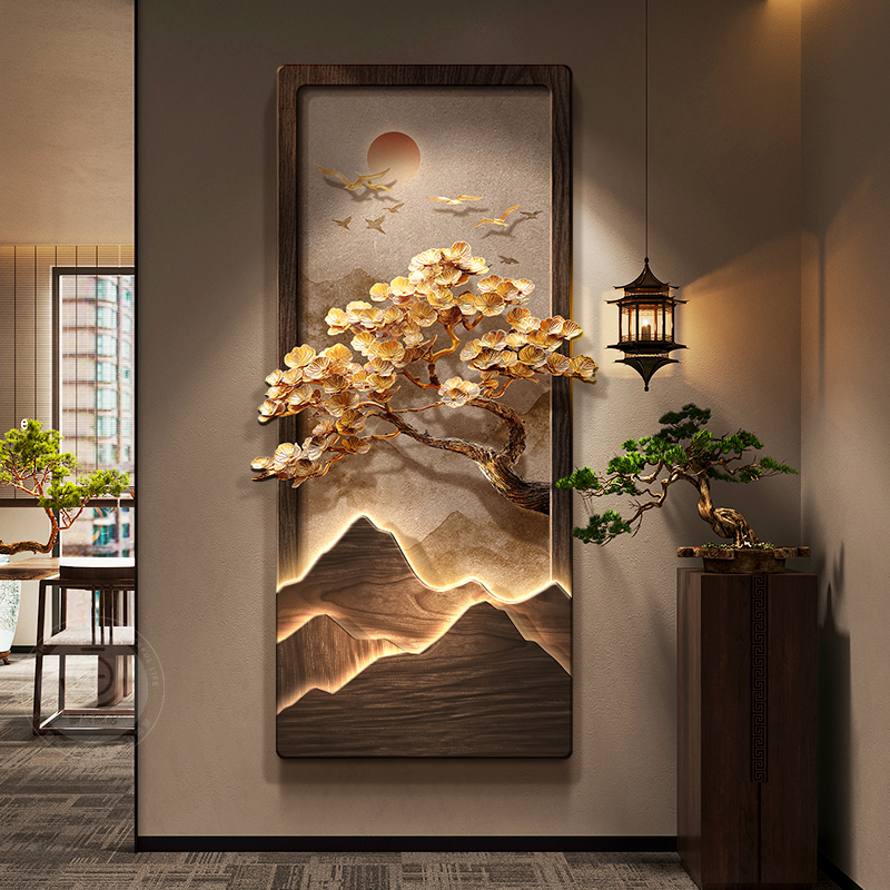 Wall Decor Lighting Tree - New Chinese style luxury tree entrance