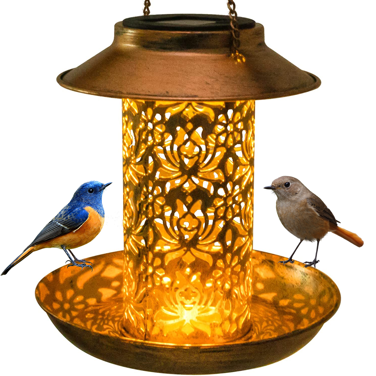 Outdoor Lighting Decor Ideas - Solar Bird Feeder Metal Outdoors Hanging