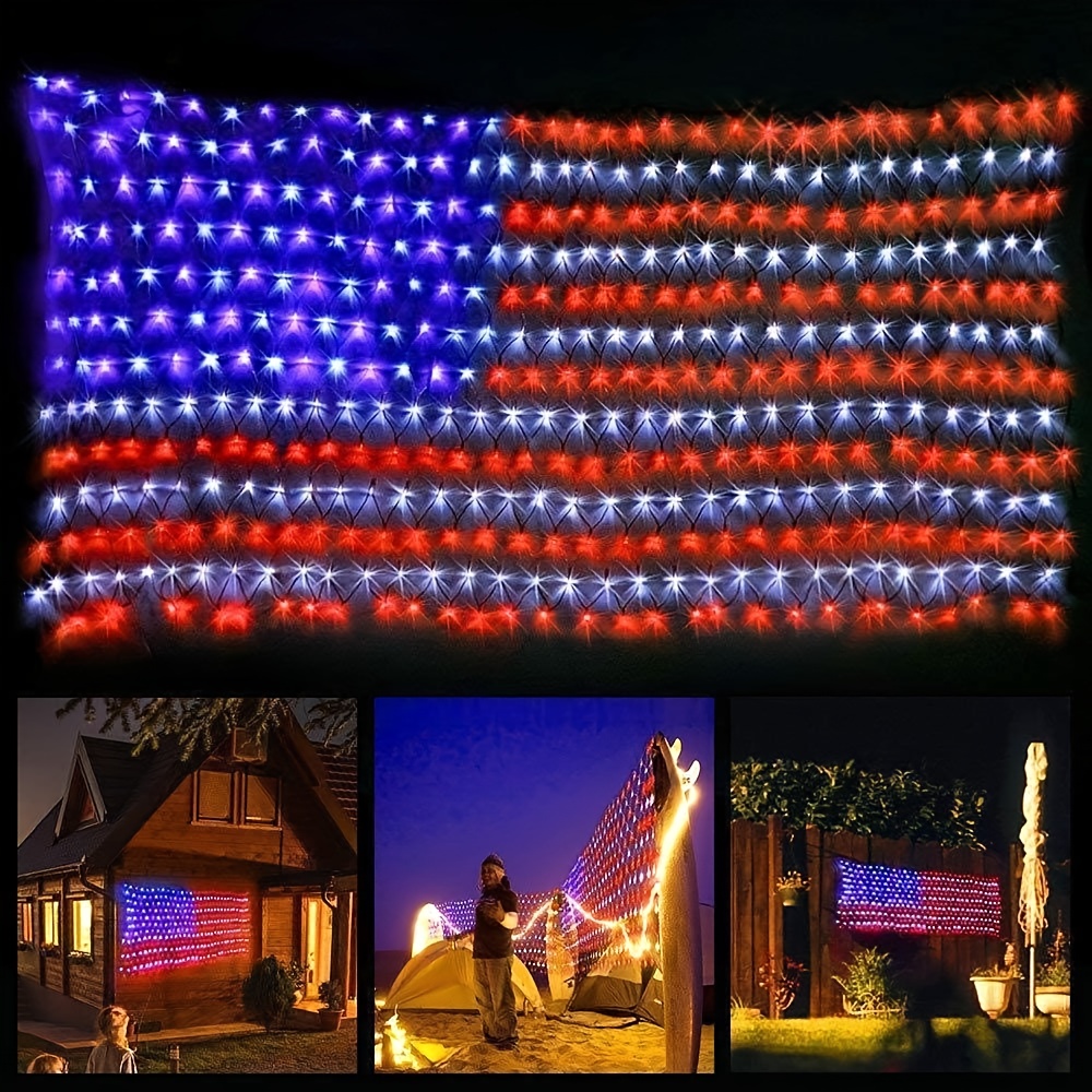 Yard Lighting Decor - American Flag Net Light, 420 LED