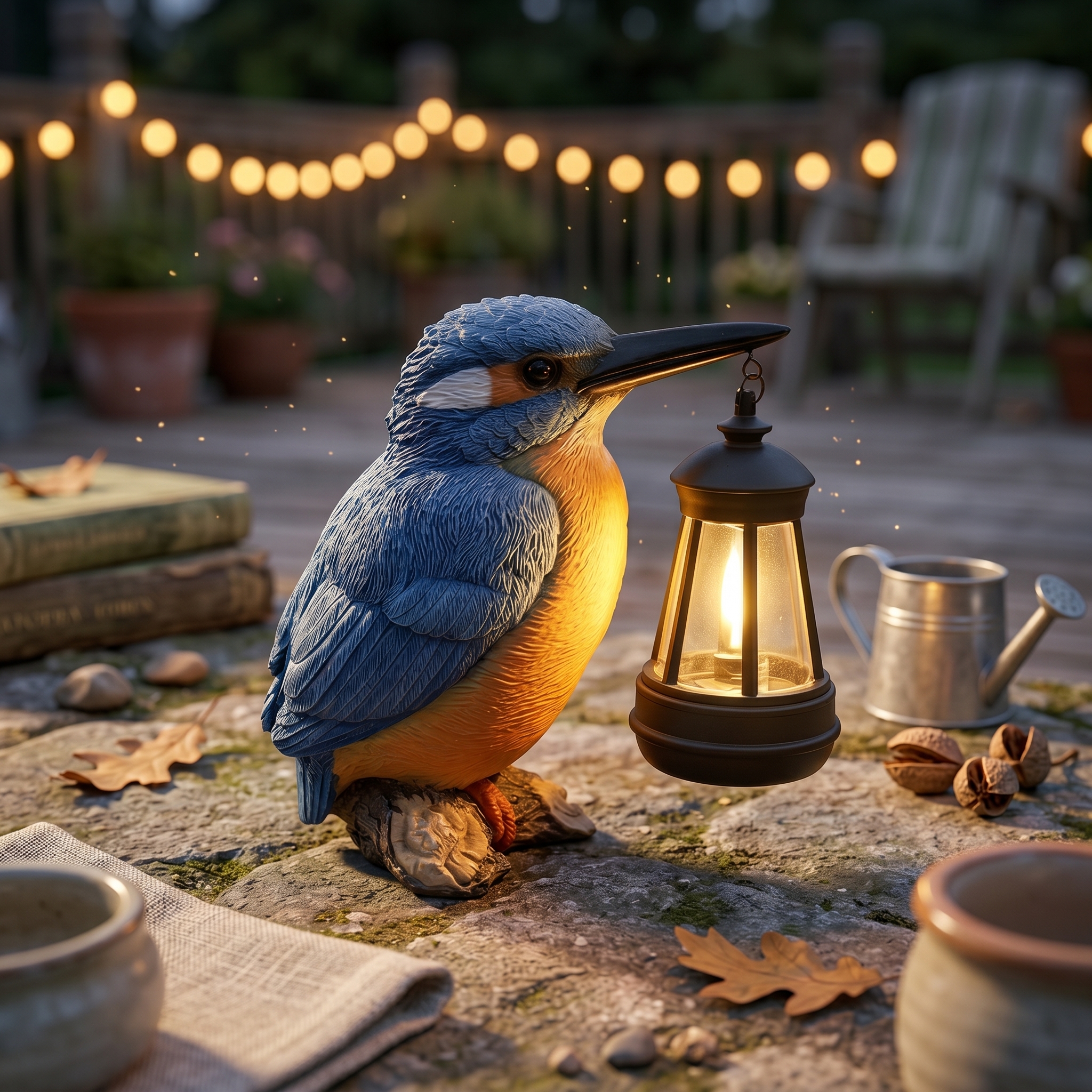 Yard Lighting Decor - Solar Kingfisher Statue Resin Hanging Lantern