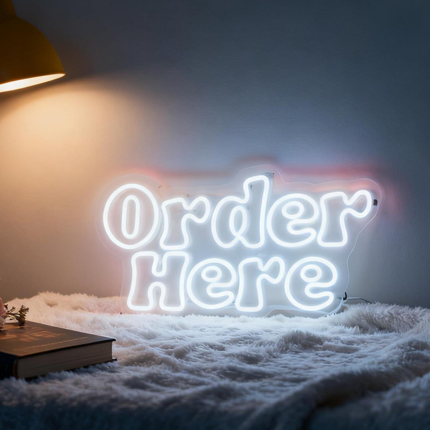 Wall Decor Lighting - Order Here Neon Sign USB Dimmable