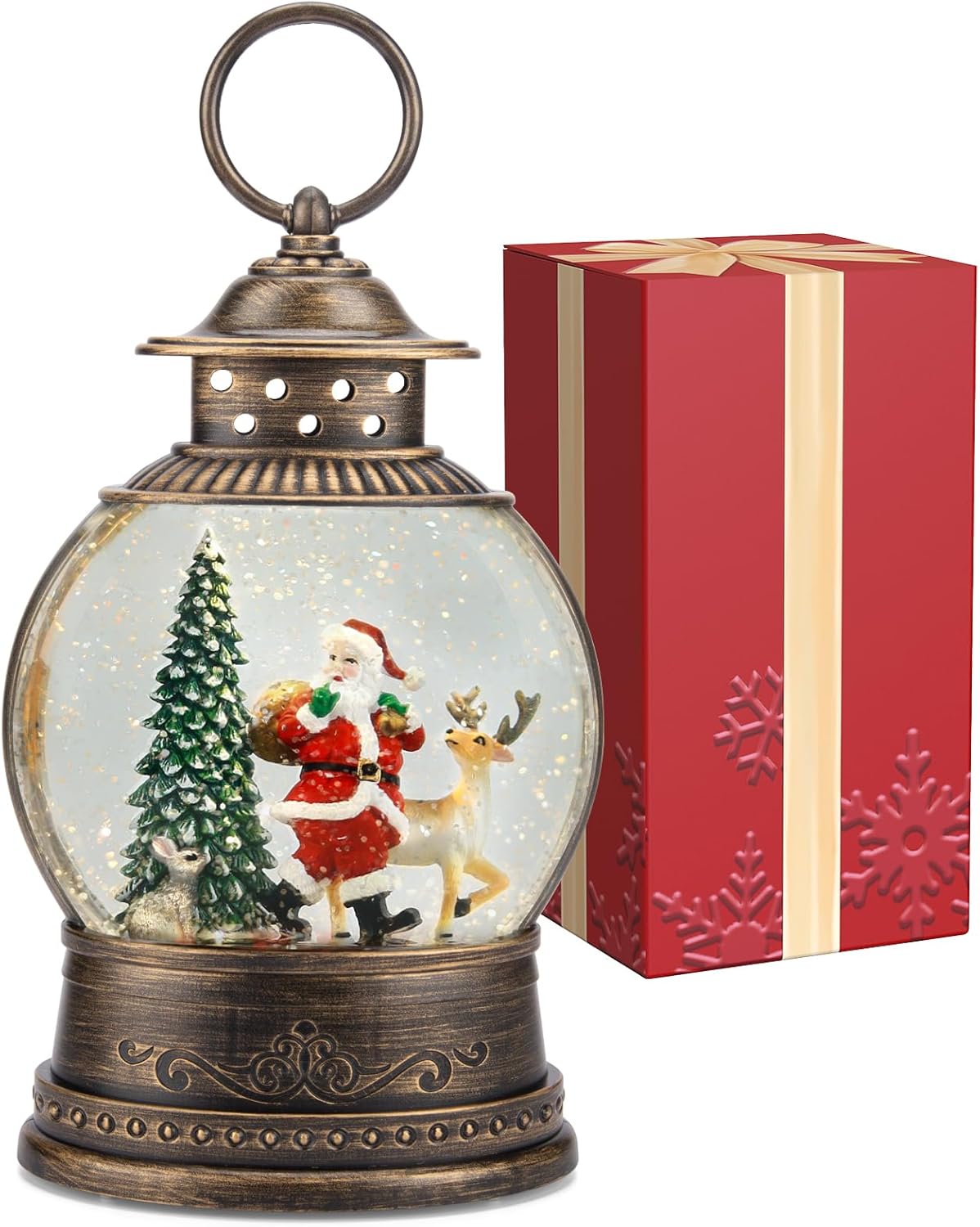 Lighting Home Decor Products - Christmas Snow Globe Lantern with Music,