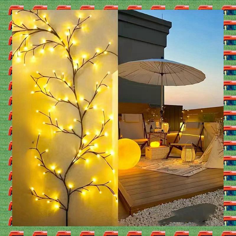 Wall Decor Lighting Tree - ABMO 72LEDS Bendable Willow Rattan Lamp,
