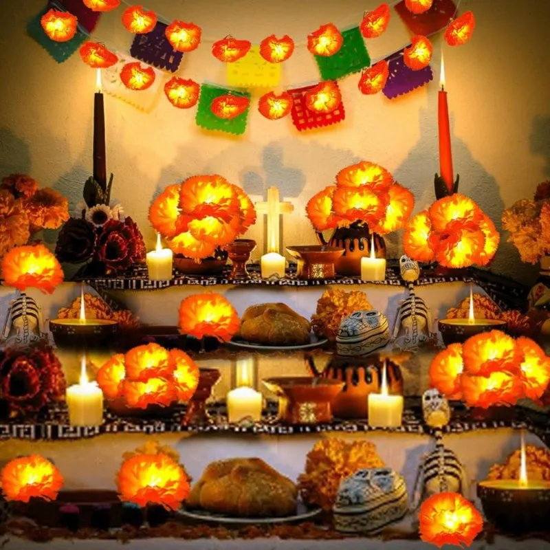 5 Ft LED Orange Marigold Garla - Lighting Decoration For Diwali 리뷰 및 가격