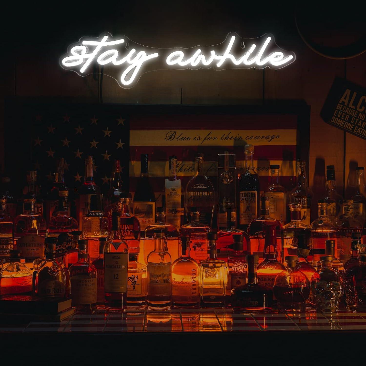 Stay Awhile Neon Signs USB Dim - Wall Decor Lighting 리뷰 및 가격