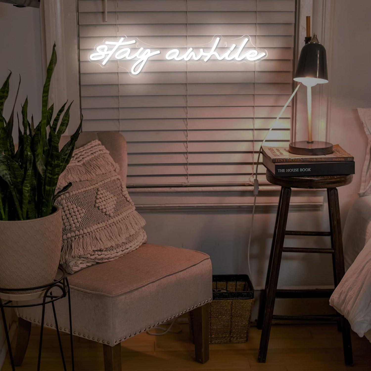 Stay Awhile Neon Signs USB Dim - Wall Decor Lighting 리뷰 및 가격