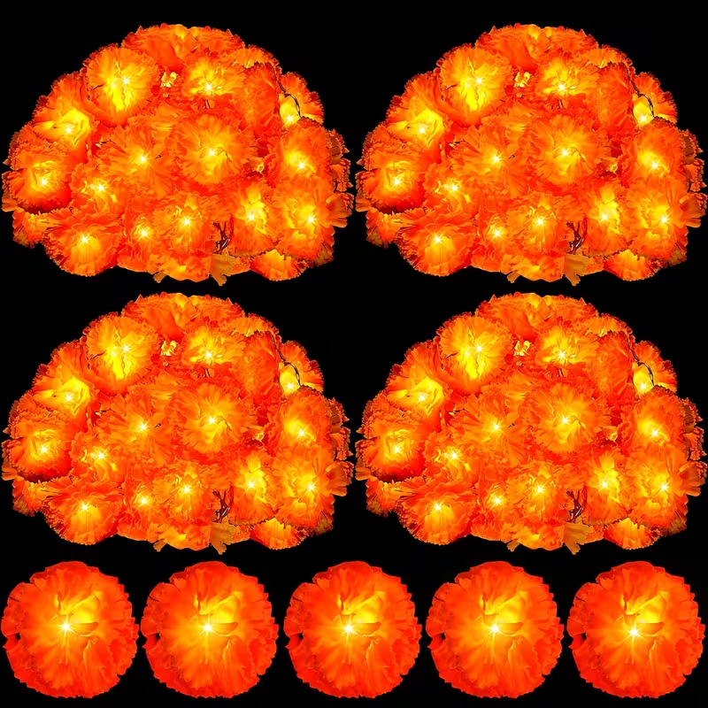 5 Ft LED Orange Marigold Garla - Lighting Decoration For Diwali 리뷰 및 가격