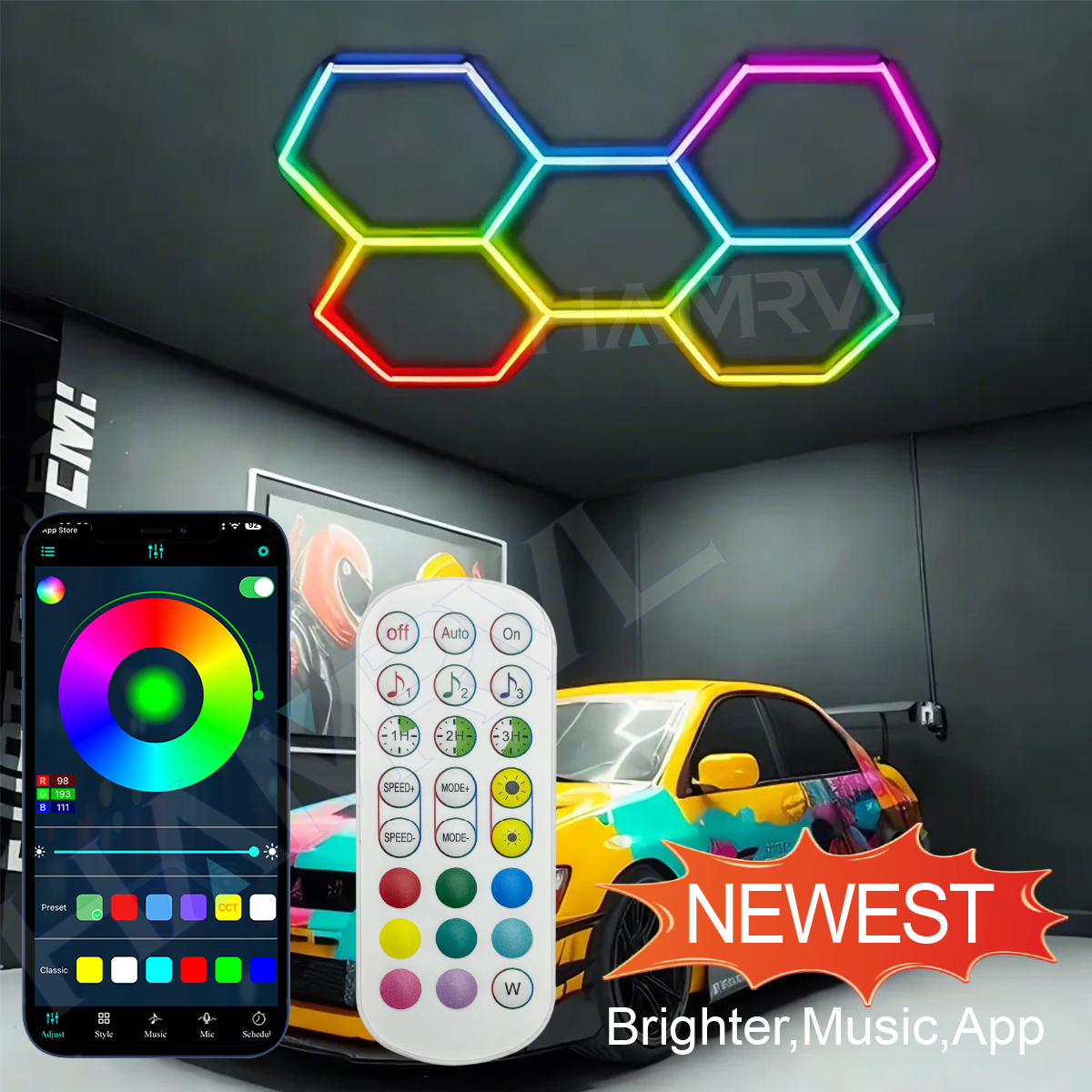 Hexagonal LED Ceiling Light wi - Colour Changing Bulb 리뷰 및 가격