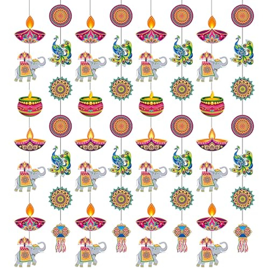 8 Pcs Happy Diwali Hanging Dec - Lighting Decoration For Diwali 리뷰 및 가격