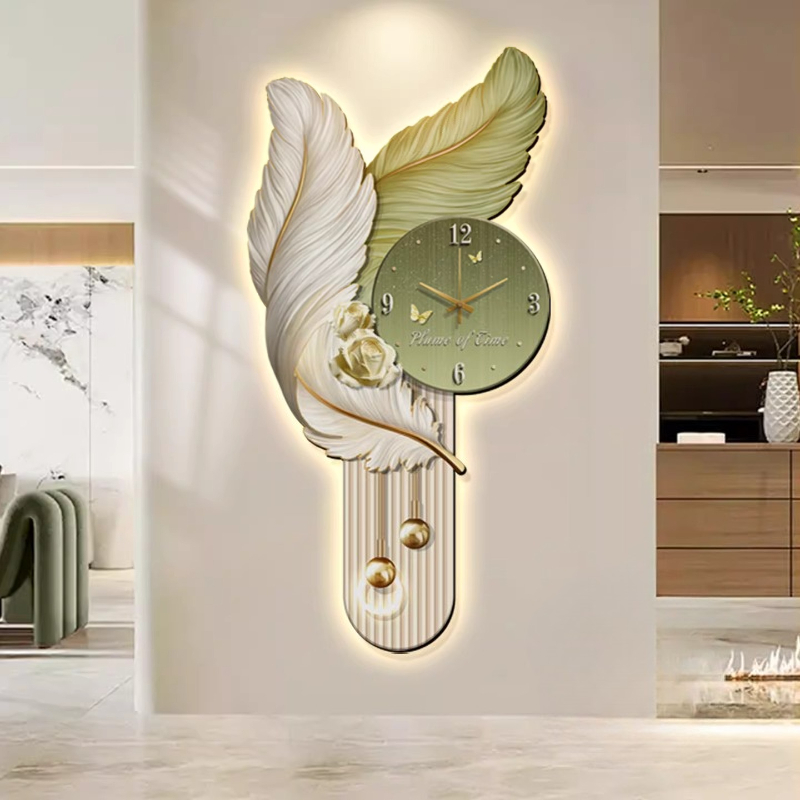 Light Luxury Feather Entrance  - Lighting Home Decor Wall Clocks 리뷰 및 가격