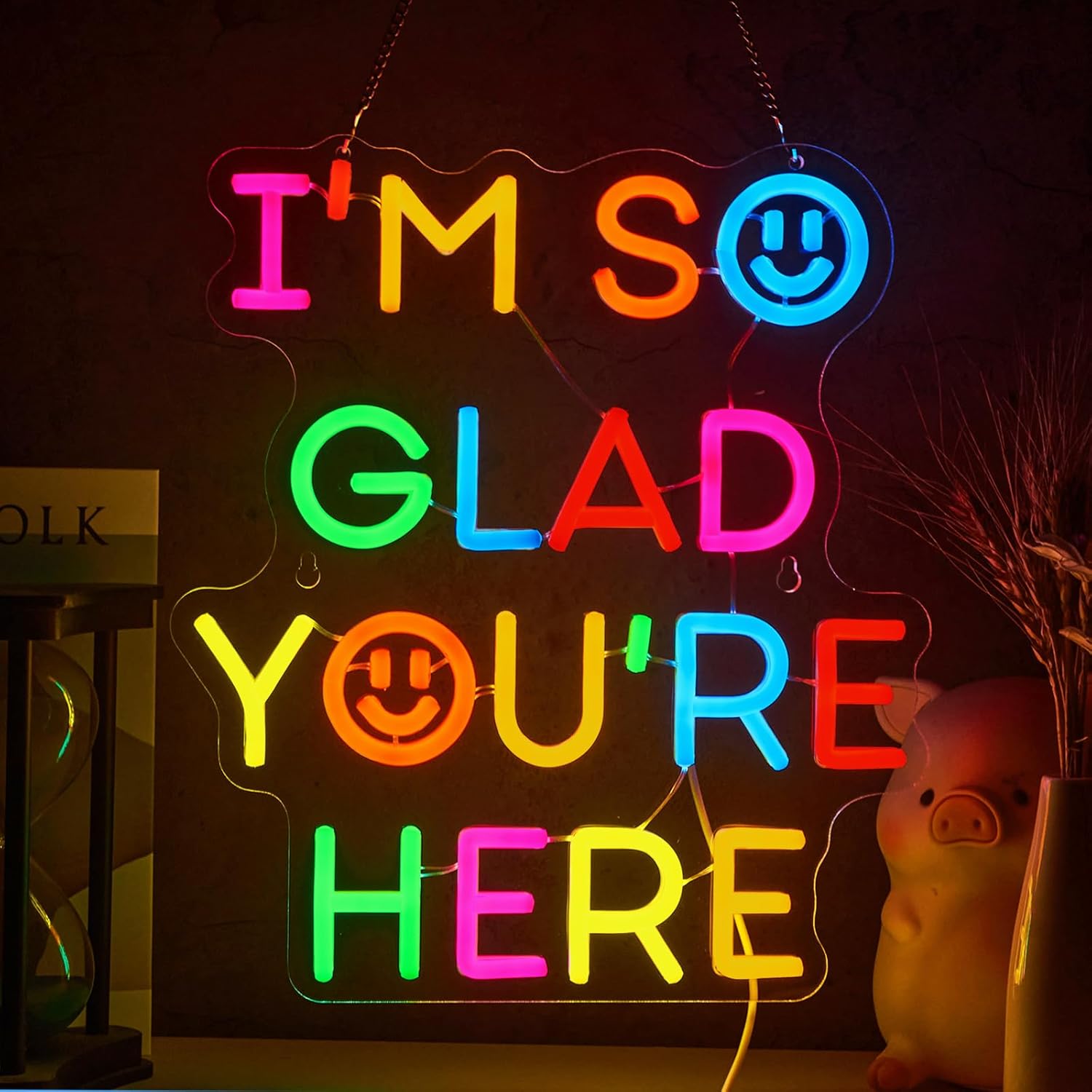  I'm So Glad You‘re Here Neon - Wall Decor Lighting 리뷰 및 가격