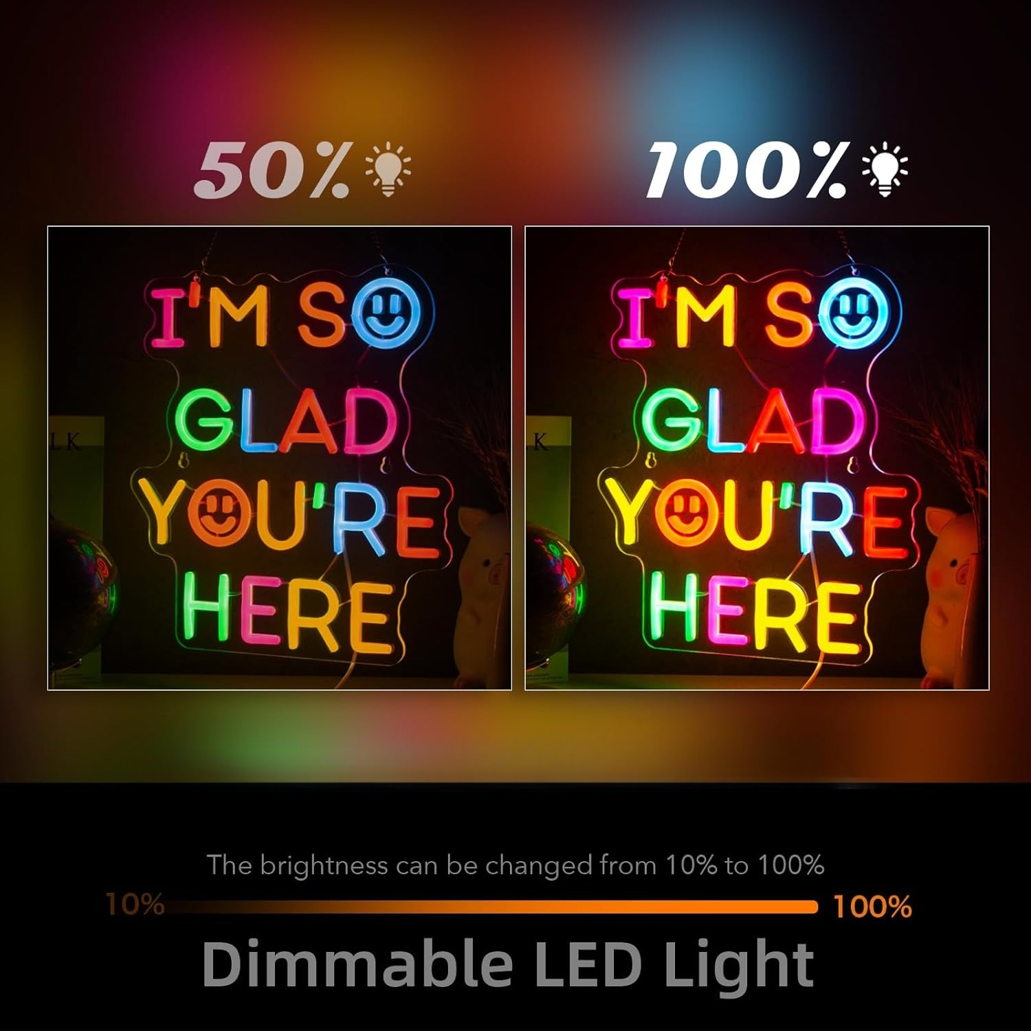  I'm So Glad You‘re Here Neon - Wall Decor Lighting 리뷰 및 가격