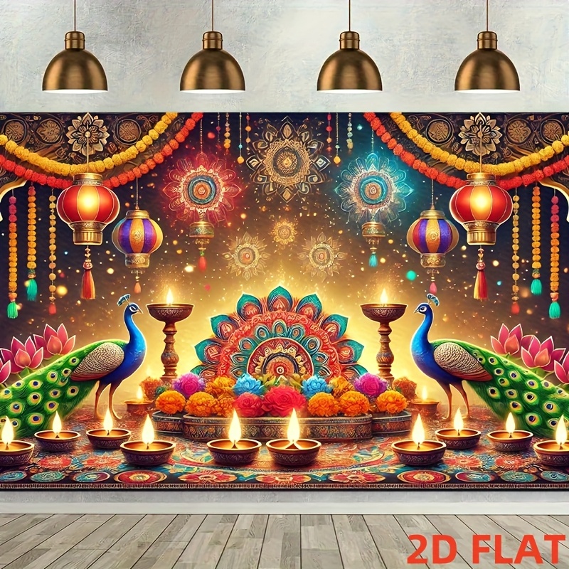 Diwali Peacock Lantern Tapestr - Lighting Decoration For Diwali 리뷰 및 가격