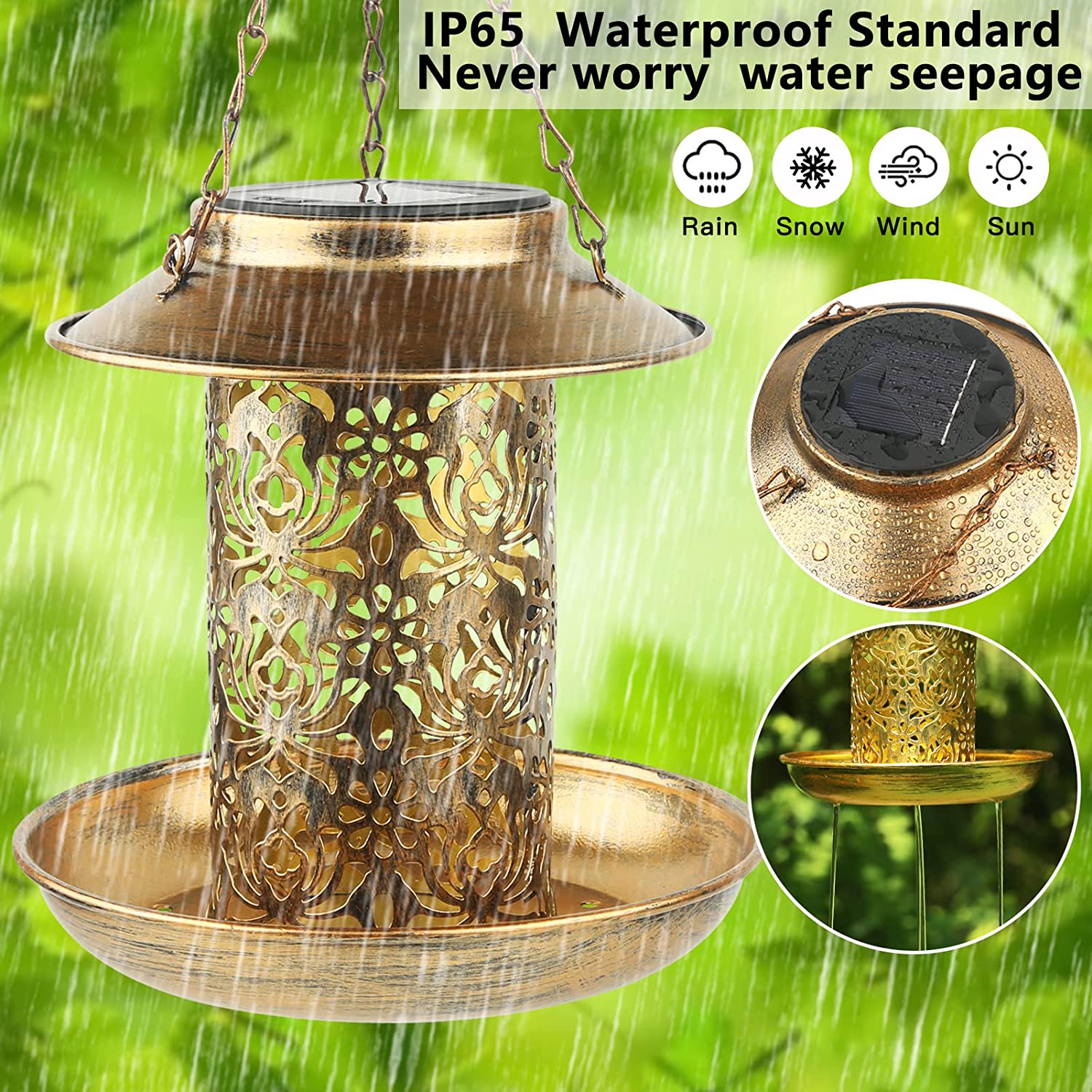 Solar Bird Feeder Metal Outdoo - Outdoor Lighting Decor Ideas 리뷰 및 가격