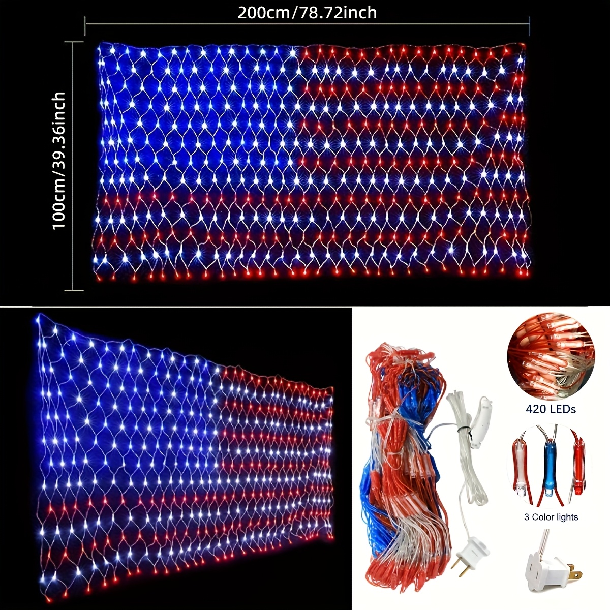 American Flag Net Light, 420 L - Yard Lighting Decor 리뷰 및 가격