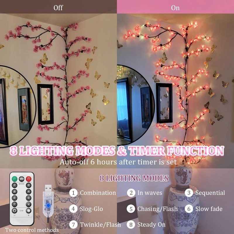LED Cherry Blossom Tree Branch - Wall Decor Lighting Tree 리뷰 및 가격