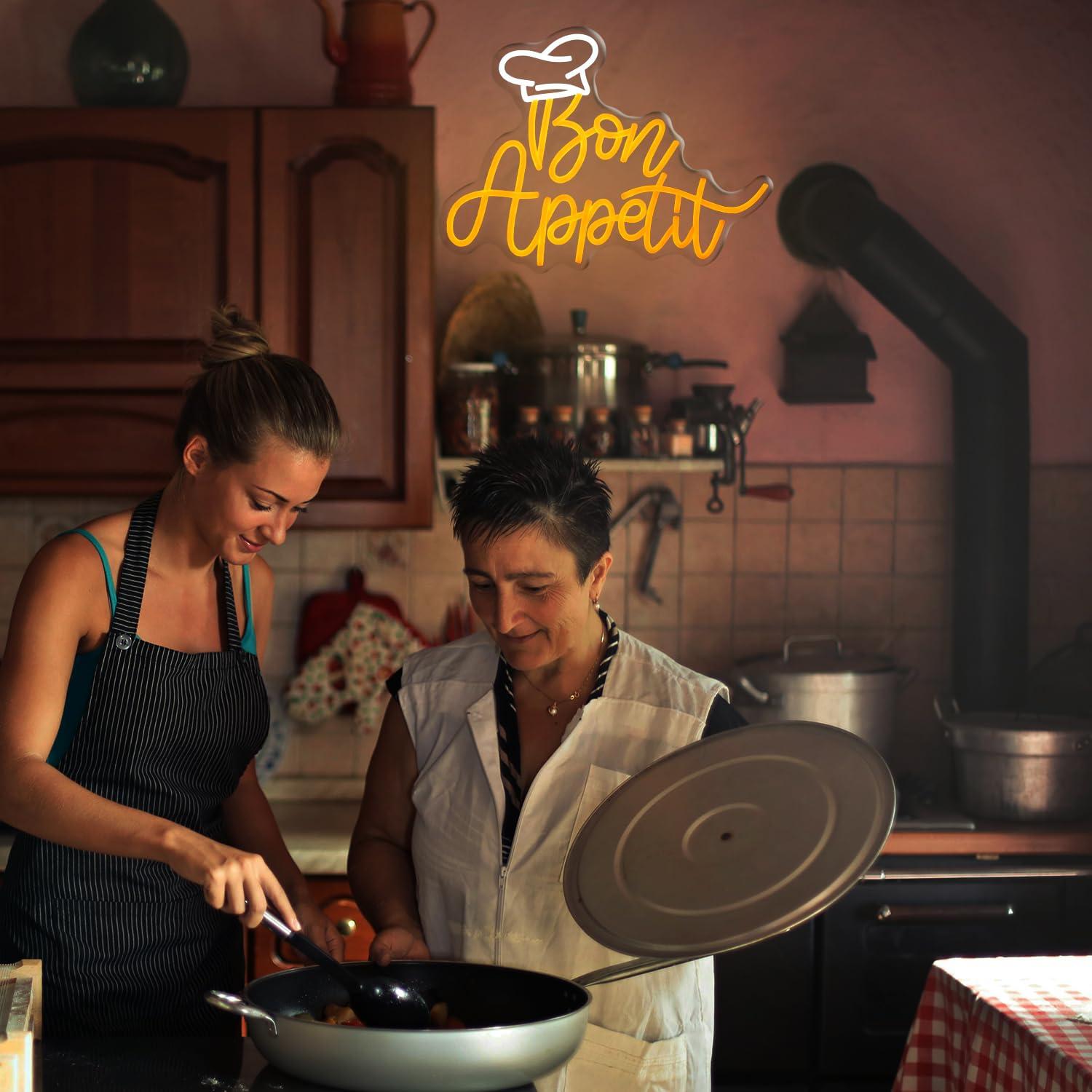 Bon Appetit Chef Hat Neon Sign - Wall Decor Lighting 리뷰 및 가격