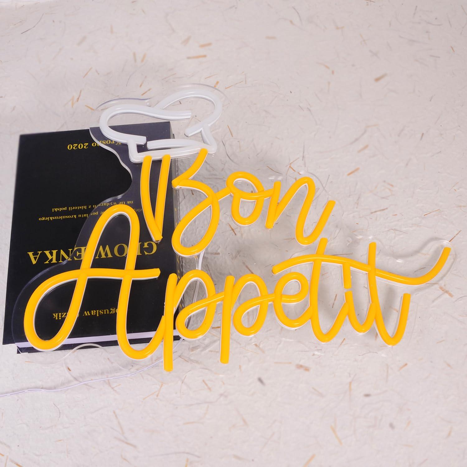 Bon Appetit Chef Hat Neon Sign - Wall Decor Lighting 리뷰 및 가격