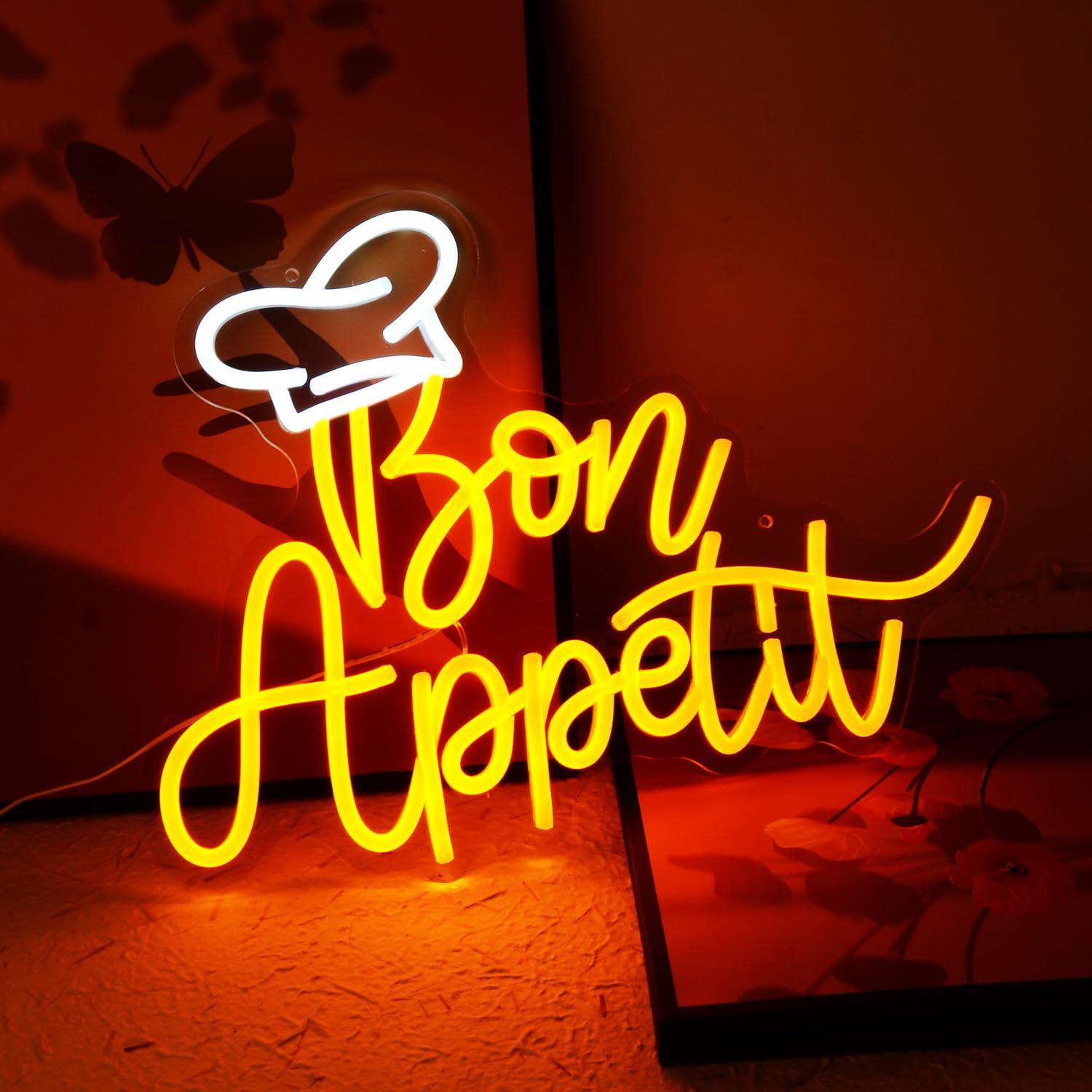 Bon Appetit Chef Hat Neon Sign - Wall Decor Lighting 리뷰 및 가격