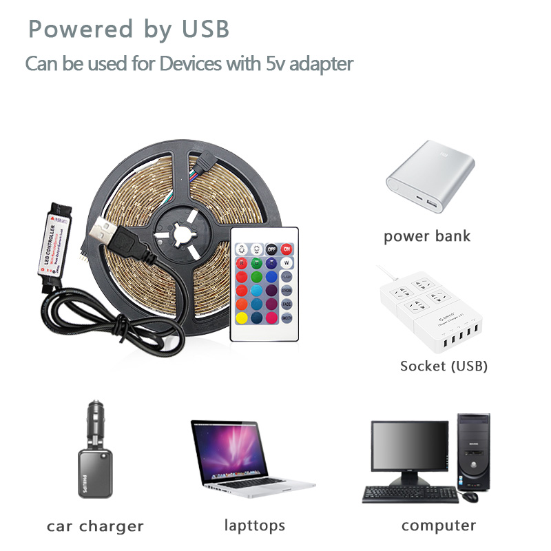 5050 RGB USB LED Strip Lights  - Colour Changing Bulb 리뷰 및 가격