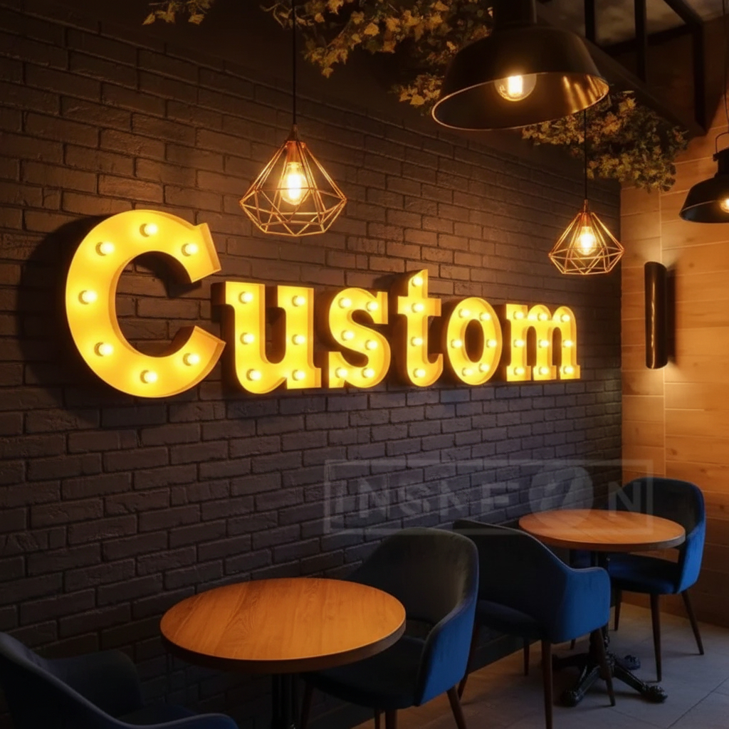 Custom Bulb Letters Metal Ligh - Lighting Metal Wall Decor 리뷰 및 가격