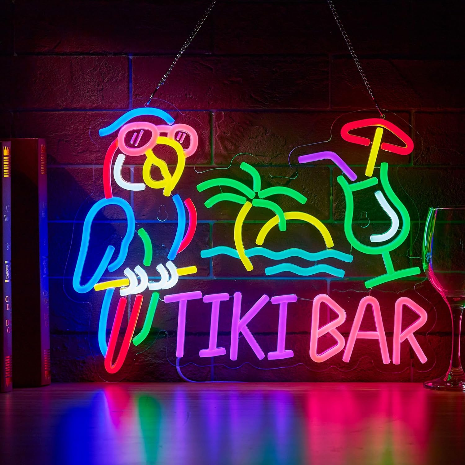 Tiki Bar Parrot Palm Tree Neon - Wall Decor Lighting 리뷰 및 가격
