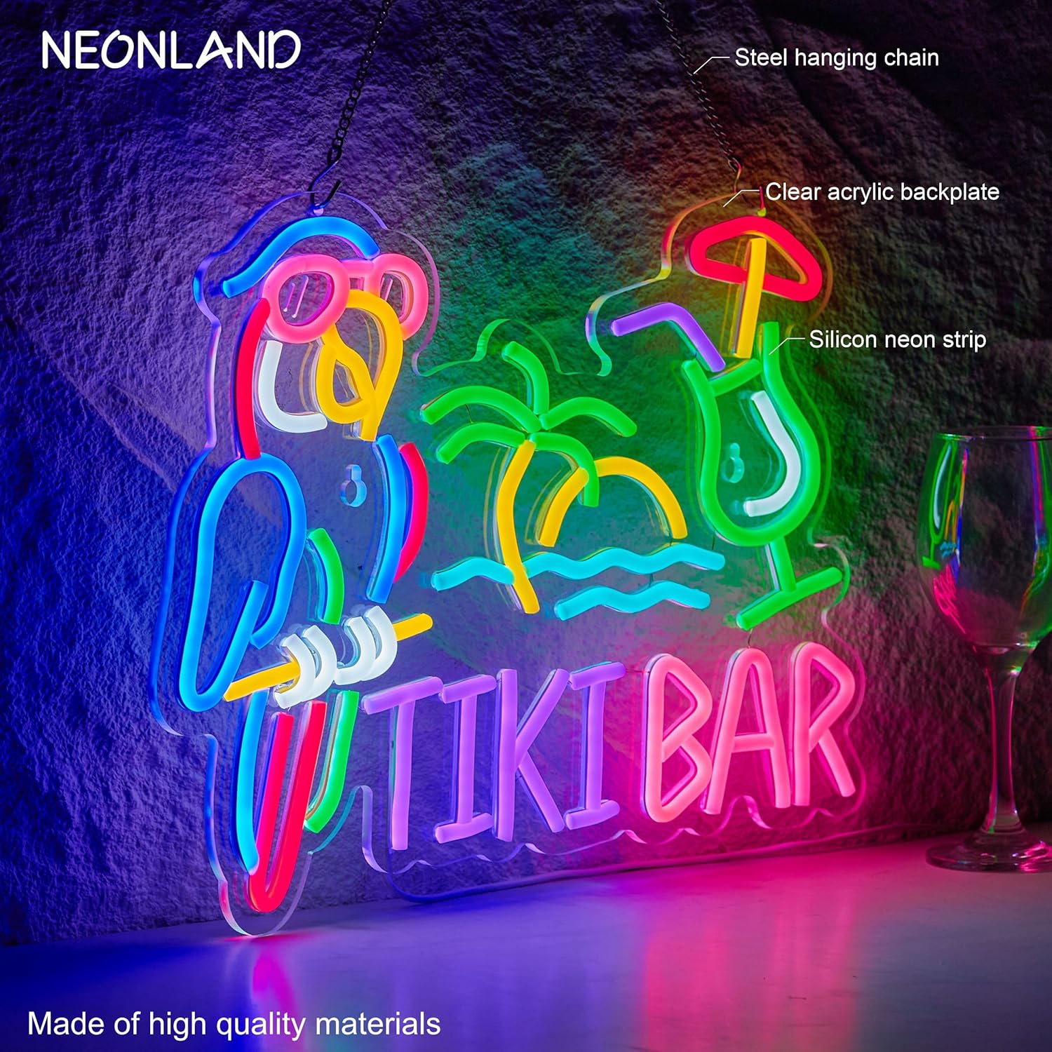 Tiki Bar Parrot Palm Tree Neon - Wall Decor Lighting 리뷰 및 가격