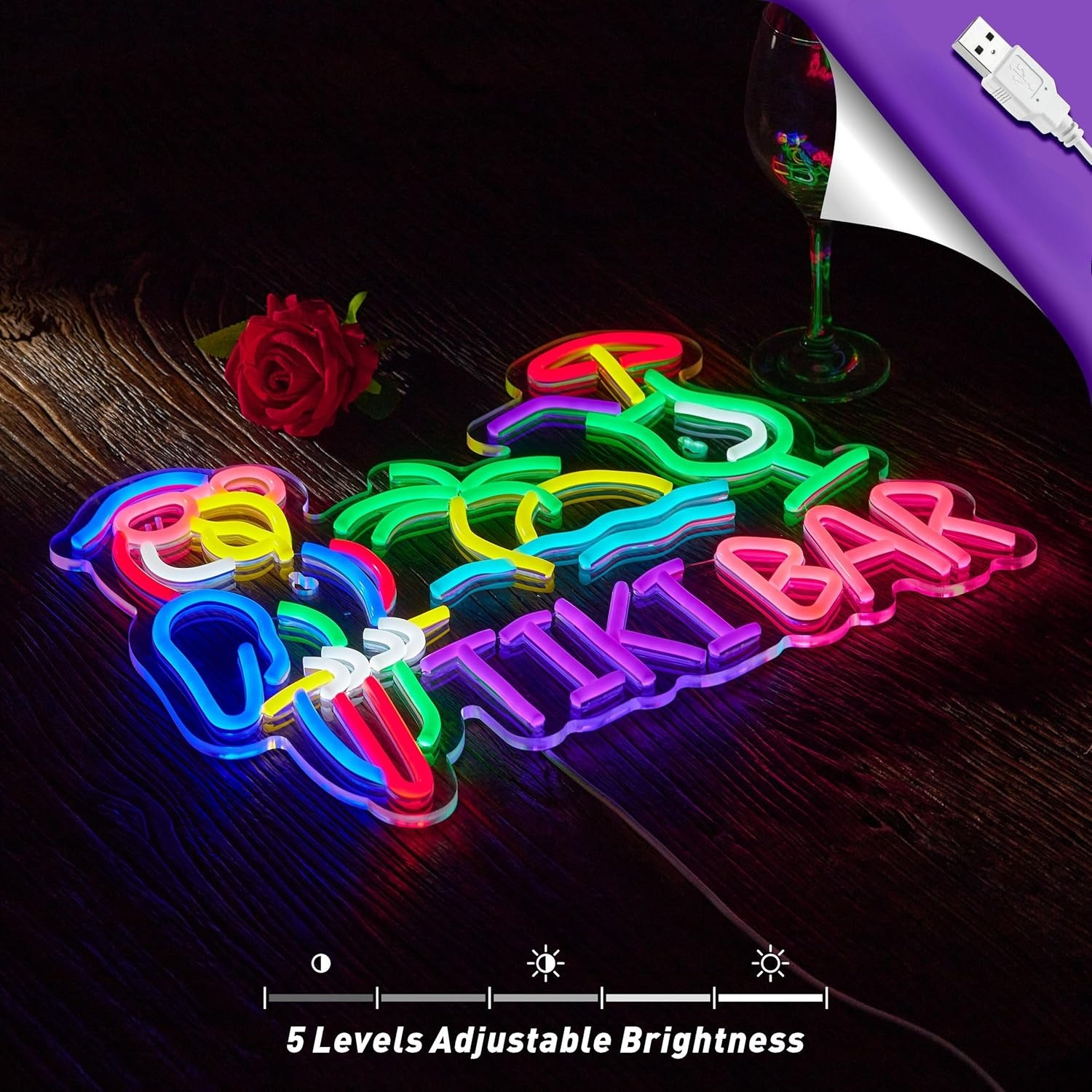 Tiki Bar Parrot Palm Tree Neon - Wall Decor Lighting 리뷰 및 가격