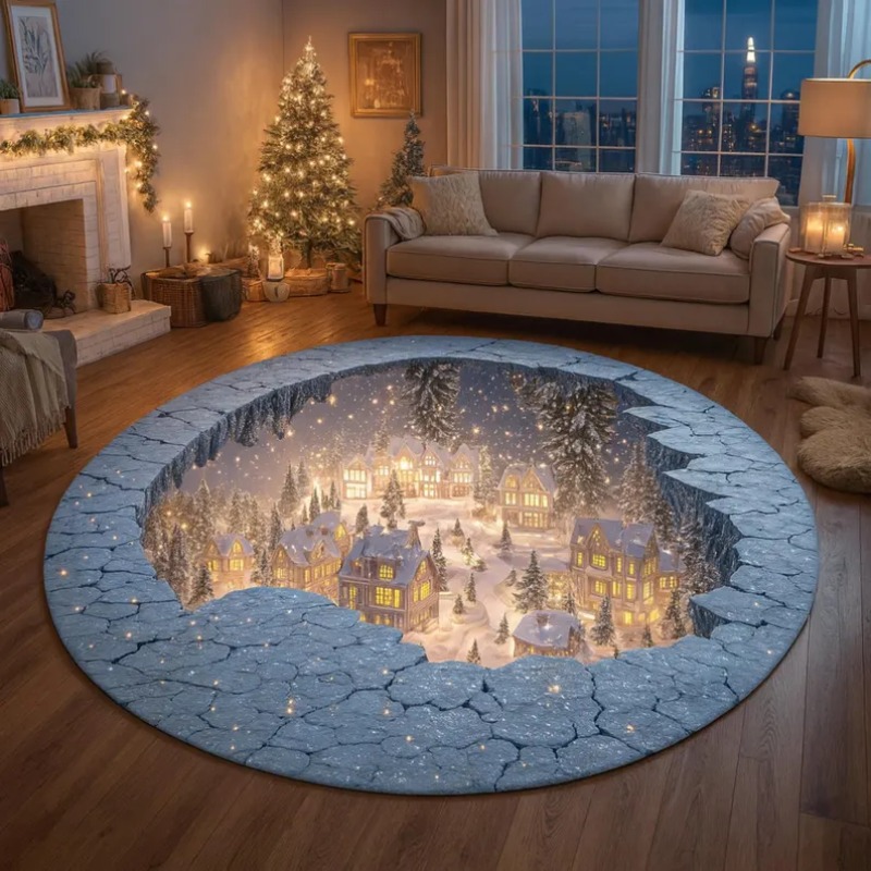 3D Christmas Village Rug Winte - Outdoor Lighting Decor Ideas 리뷰 및 가격