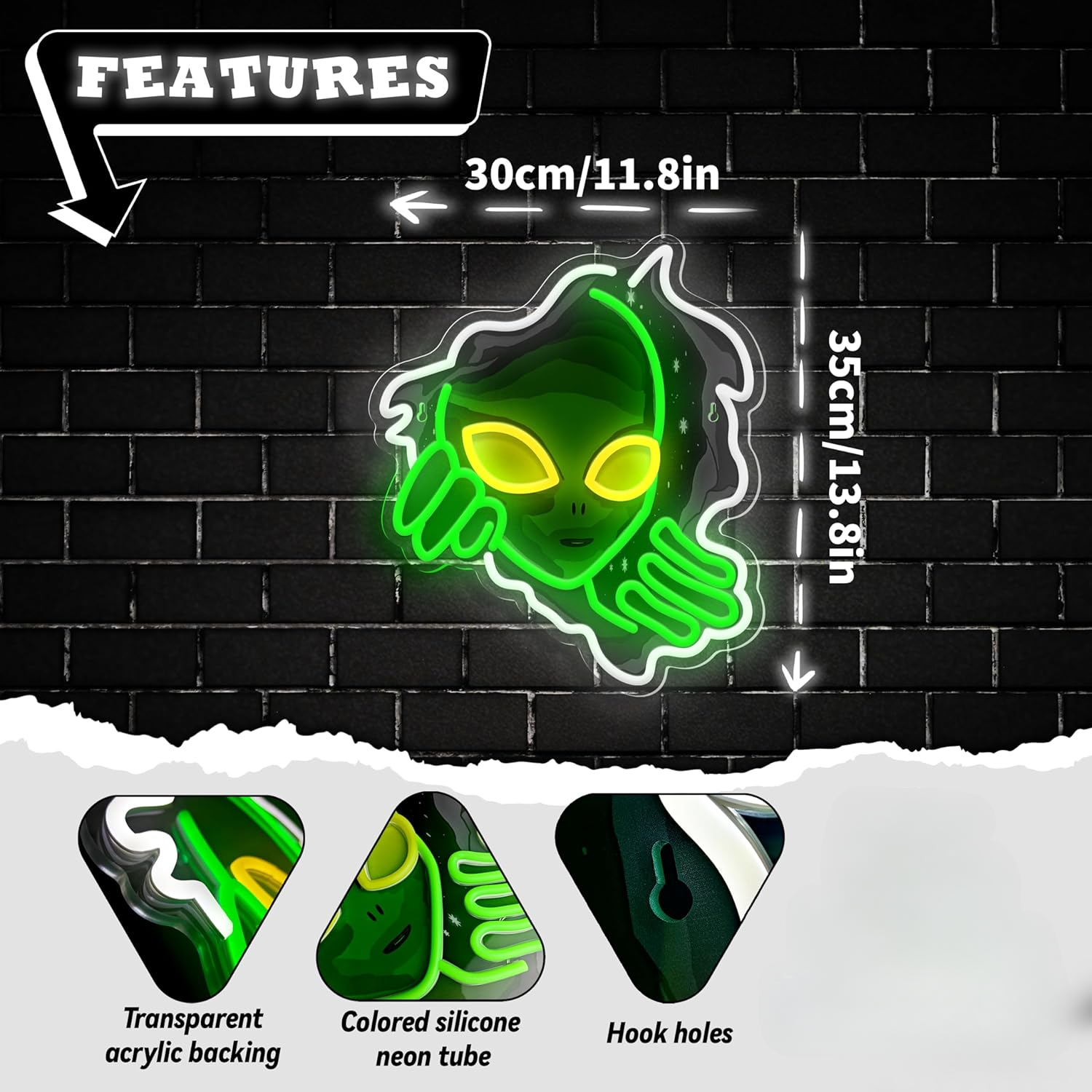 Alien Face Neon Sign Green Glo - Outdoor Lighting Decor Ideas 리뷰 및 가격