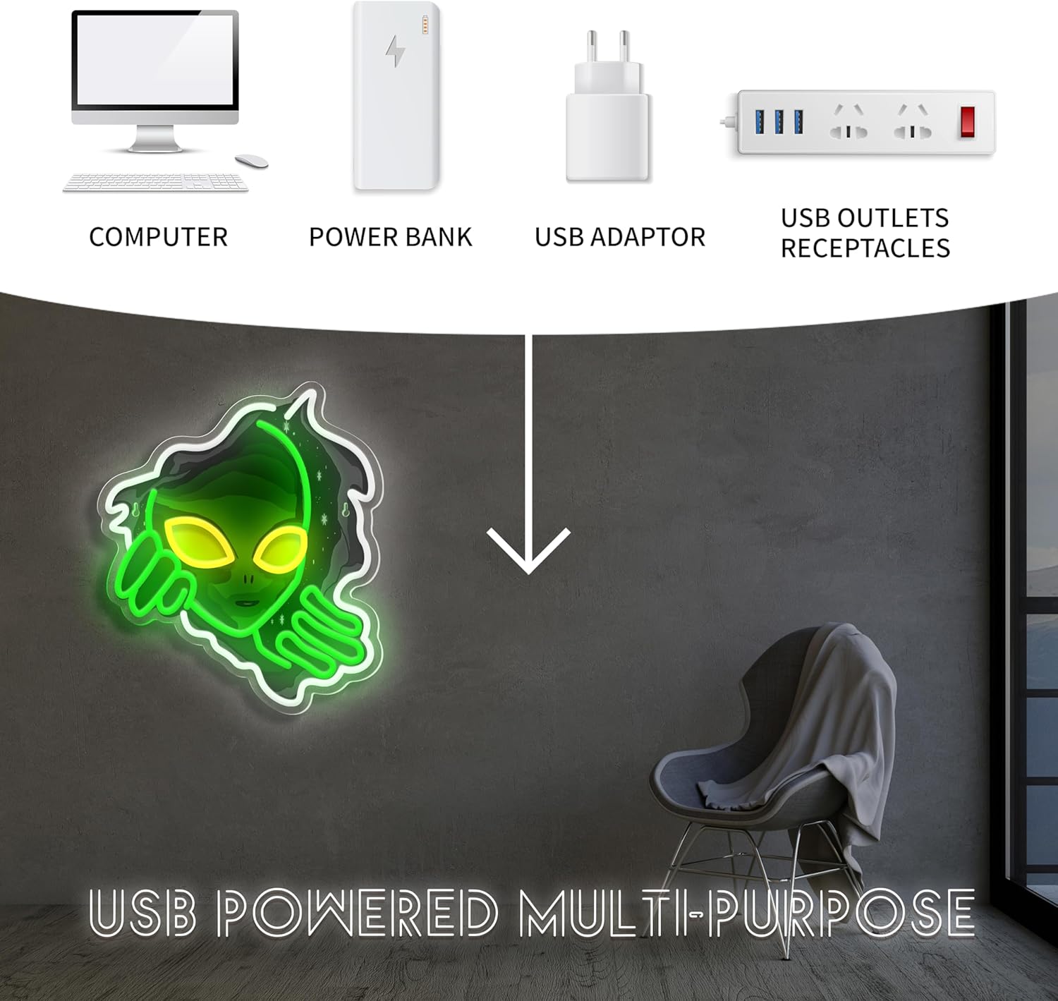 Alien Face Neon Sign Green Glo - Outdoor Lighting Decor Ideas 리뷰 및 가격