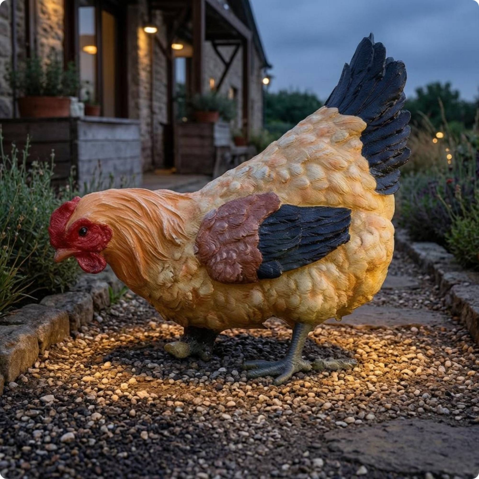Solar Chicken Garden Sculpture - Outdoor Lighting Decor Ideas 리뷰 및 가격